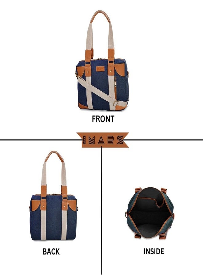 IMARS Functional Messenger Bag for Women & Girls | Denim Blue Vegan Leather Shoulder Sling Bag for Daily, Office & Travel Use - Image 4